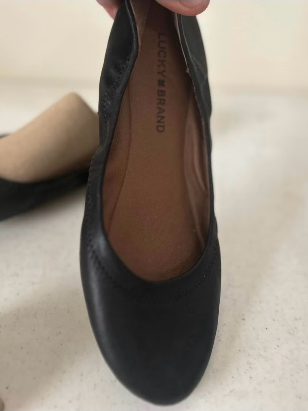 Lucky Brand Emmie Black Women's Leather Ballet Flats